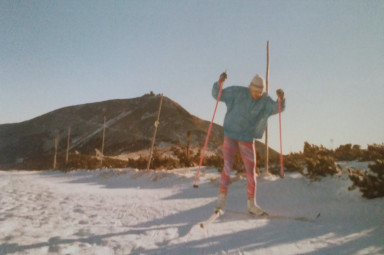 Październik 1988r. współzałożyciel Szkoły Karpacz na nartach biegowych - równia pod Śnieżką